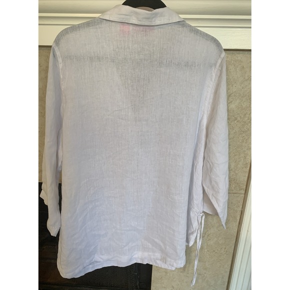 Isaac Mizrahi Women's 2X White 100% Linen Tunic Top 3/4 Sleeve V-Neck - Picture 5 of 5